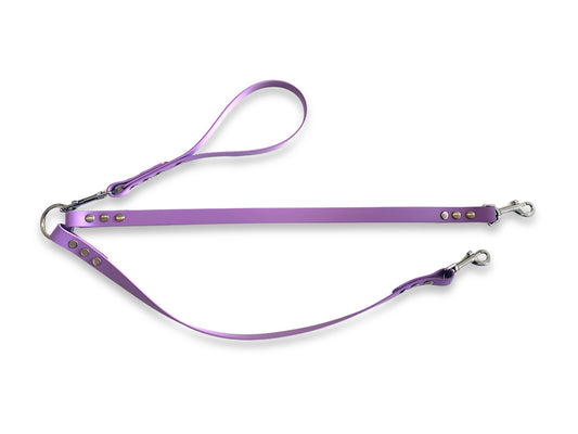 Amethyst Waterproof Biothane® Dog Split Lead – Durable Dual Dog Coupler for All-Weather Walks